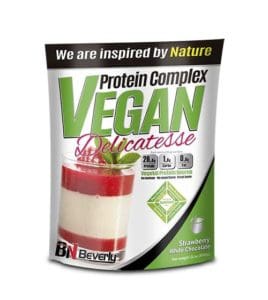 Vegan Protein - Vegán fehérje - Vegetáriánus fehérje epres fehércsoki ízben